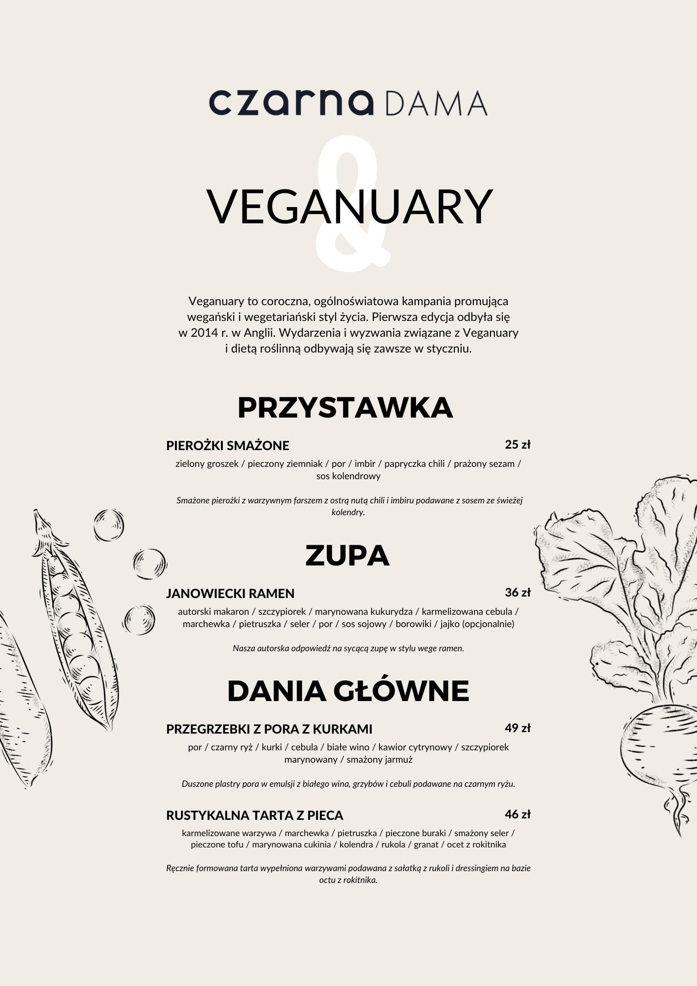 menu wegańskie i wegetariańskie w Czarnej Damie